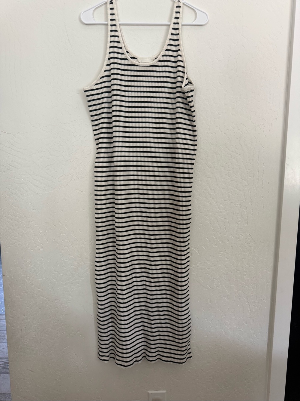 H&M Black & White Striped Ribbed Tank Maxi Dress